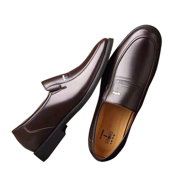 蜻蜓牌男士皮鞋春季商务正装休闲大码套脚韩版中年爸爸鞋男棕色四季鞋