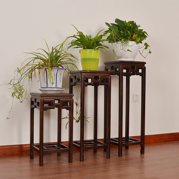 本素 Bensu 花架实木室内外绿萝吊兰花盆架子中式客厅装饰架多层木质落地架花台花架子黑胡桃颜色台面30高90 图片价格品牌报价 京东