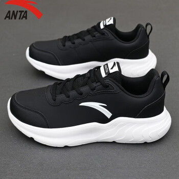 安踏(anta)女鞋运动鞋子女秋季皮面防泼水跑步鞋软底减震保暖健身休闲