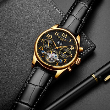 嘉年华(carnival)手表男士机械表镂空飞轮时尚百搭多功能机械男表 金