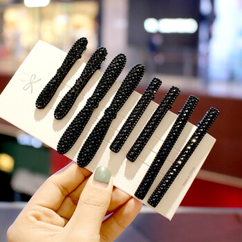 头卡碎头发韩版后脑勺黑色发夹带钻一字夹鸭嘴夹刘海边夹碎发夹对夹