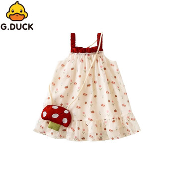 gduckkidsgowithduck小黄鸭女童连衣裙夏装2024新款洋气儿童公主裙