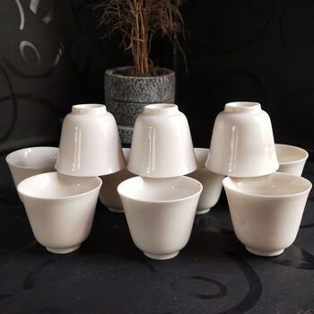 程青感2022新款祭酒杯祭神用酒杯10个装白瓷酒杯陶瓷仿古小酒盅烈酒杯