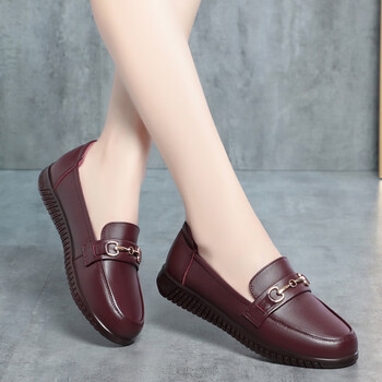 鞋靴>时尚女鞋>女士单鞋>女士船鞋>凌悠>凌悠闰月妈妈鞋真皮软底舒适