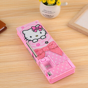 领新lingxin多功能文具盒女生大容量小学生铅笔盒韩版双开两层kt配10