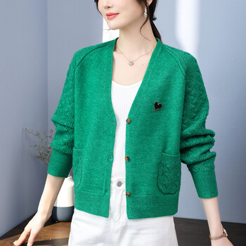 歌米拉针织开衫女士毛衣外套短款春装2022新款洋气小衫春秋外搭上衣