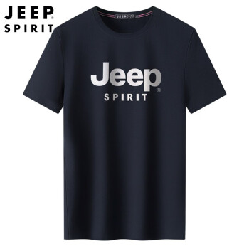 吉普JEEP T恤男短袖2021男士t恤潮流夏季半袖男装圆领套头打底衫 CX2101 深蓝 XL