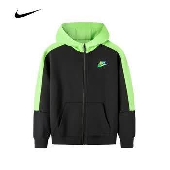 nike耐克小童装男童女童开衫连帽卫衣春秋儿童针织外套221正黑色1105