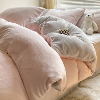 布之美 高克重秋冬加绒牛奶绒四件套 200*230cm