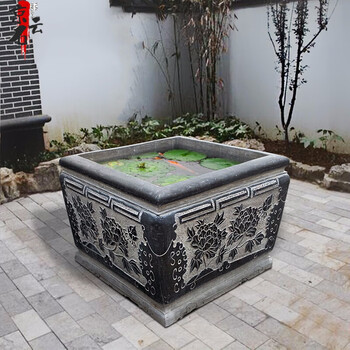京石云庭院摆件大理石鱼池石雕鱼缸石槽花盆仿古石鱼缸606045
