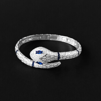 漫畔石蛇形手镯女异域灵蛇开口镯s925银蛇形手环个性轻奢手饰sn3426