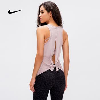 nike耐克短袖运动女健身上衣女速干跑步瑜伽训练t恤透气无袖背心暗