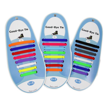 t字懒人硅胶鞋带16根成人弹性运动鞋带工字型带纸卡 随机混色装 均码