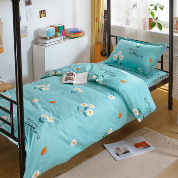 三件套床笠款被罩寝室床上用品全套小雏菊蓝90x190床笠3件套5斤被子