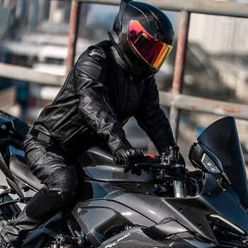 ghost racing摩托车骑行服皮衣皮裤套装防风保暖骑行夹克男防摔赛车服