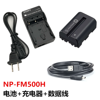 特电一号适用于SONY索尼A450 A560 A77 A99单反相机NP-FM500H电池+充电器+ 数据线+电池+充电器(配+电源线)