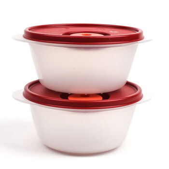特百惠(tupperware) 800ml微波水晶圆碗便携午餐塑料便当盒微波炉加热
