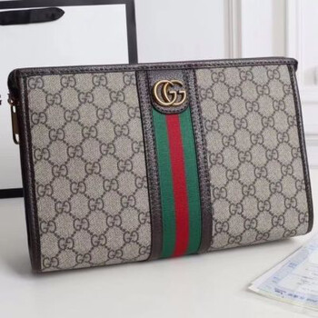 酷奇奢侈品牌袋鼠22新款男士牛皮手包大容量手拿包时尚真皮钱包gg压花