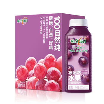 weichuan 味全 每日c葡萄汁 300ml*4 100%果汁 冷藏果蔬汁饮料