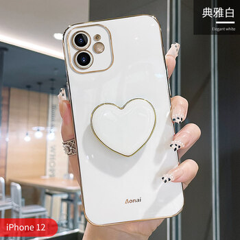 洛恒苹果12手机壳女款爱心支架一体phone12promax镜头全包防摔12pro