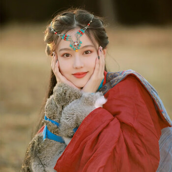 民族风异域风情流苏额饰女复古拍照古风眉心坠额头链波西米亚头饰