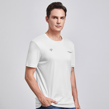 Hellen&woody法国品牌专柜短袖t恤男全棉修身桑蚕丝夏季t半袖小蜜蜂 白色 52