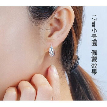 款款耳环女简约满天星圈圈耳坠妈妈银耳环中年人耳饰小号圈直径约17