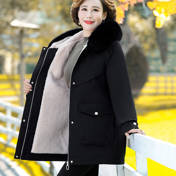 予瑾  妈妈冬装 外套50 到60岁穿的加绒派克服洋气中老年女冬季加厚