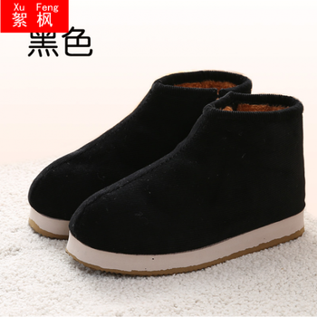 传统纯手工棉鞋男士冬季加绒加厚底防滑中老年布棉鞋老人保暖棉鞋黑色