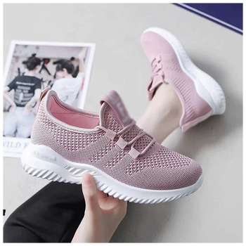 四季广场舞鞋软底透气运动舞蹈鞋女网面鬼步曳步舞鞋跳舞女鞋 粉红色