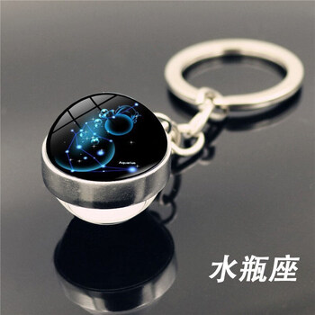 溥畔 星空十二星座钥匙扣挂件创意情侣礼品男女钥匙链书包挂饰水晶挂 水瓶座