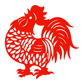 雄鸡剪纸成品 12生肖鸡剪纸窗花植绒布不干胶动物大吉大利公鸡贴画