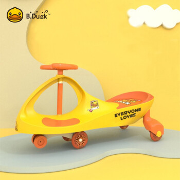 B.Duck小黄鸭扭扭车儿童1-2岁滑行溜溜车四轮婴儿防侧翻摇摆车 黄色