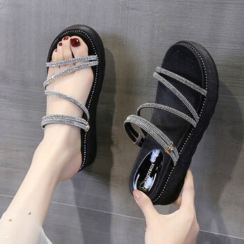 鞋柜shoebox达芙妮集团旗下凉拖鞋女外穿24年夏水钻松糕底厚底罗马两