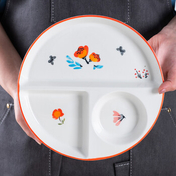 素美吉陶瓷减脂分餐盘分格餐盘分隔餐盘家用陶瓷分餐盘成人分格早餐盘