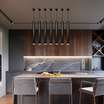 【京东好店】餐厅吊线筒灯明装长筒射灯圆柱形约创意吧台单头加长桶