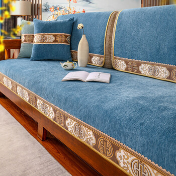 李坤实木沙发垫中式新中式高档防滑坐垫靠背巾盖布四季通用沙发垫套罩