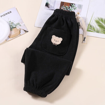 卡伊童缘儿童裤子春秋男女童休闲裤子宝宝卫裤童装 灯芯绒裤-黑色 110码