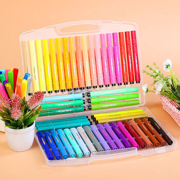 套装幼儿园儿童小学生画画笔彩色笔绘画笔笔48色大容量三角杆颜色随机