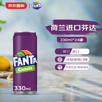 芬达(Fanta) 荷兰进口经典黑加仑口味摩登罐330ml*24罐【效期2025-06-30】