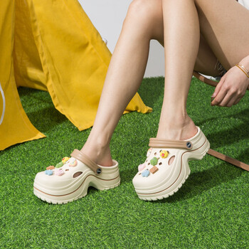 星期六【增高6公分】25年夏新品洞洞鞋女款女鞋两穿凉鞋踩屎感凉鞋 乳白色 39-40