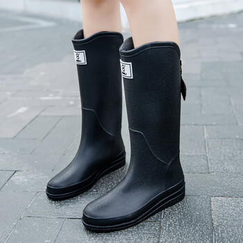 aignesa日系高筒雨鞋女款时尚外穿防滑防水耐磨胶鞋女士赶海长筒软底