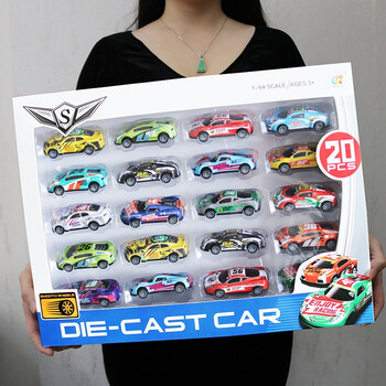 车3岁幼儿园儿童男孩礼盒装赛车小车jm1 金属回力赛车10辆大号礼盒