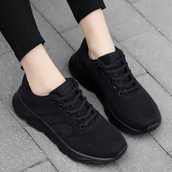 回力工鞋女全黑色运动鞋防滑软底厨房专用鞋纯黑上班工作鞋老北京 全