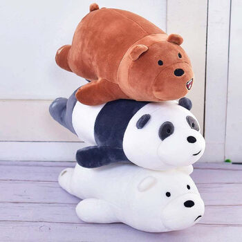 咱们名创优品三只裸熊毛绒玩具棕熊抱枕miniso周边小礼物 棕熊 胖达