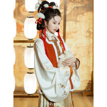 比甲明制织金马面裙厚袄裙毛呢汉服女国风秋冬 立领对襟一件现货 s