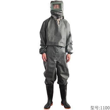 盛融乾 连体式橡胶耐酸碱打砂服打磨喷砂防护打砂衣喷漆防水防腐蚀