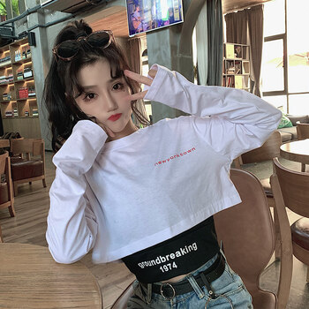 jazz爵士舞服装女漏肚子的上衣露脐辣妹穿搭韩版性感