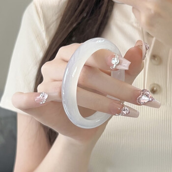 周大生高冰荔枝冻玛瑙手镯女冰透白月光玉髓年轻情侣5354mm