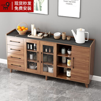 九鼎创展 实木餐边柜北欧家用餐厅柜简约现代厨房碗柜新中式微波炉柜餐厅边柜收纳储物柜 【升级全多层实木】长180厚40高95cm 包上楼包安装